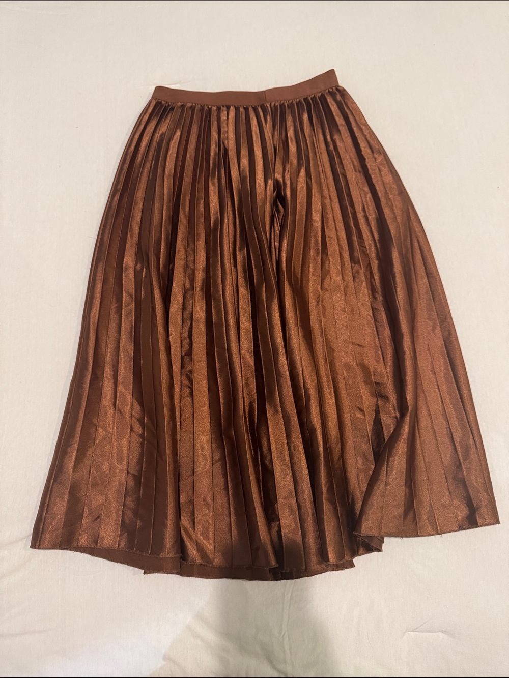 Pleated Midi Skirt in Rich Brown